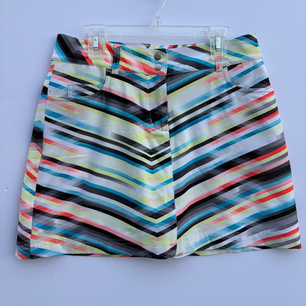 Slazenger Womens Golf Skort Size 0 Multi Color Striped Chevron Active Skirt